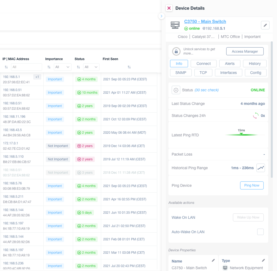 Cisco Search & Manage Domotz