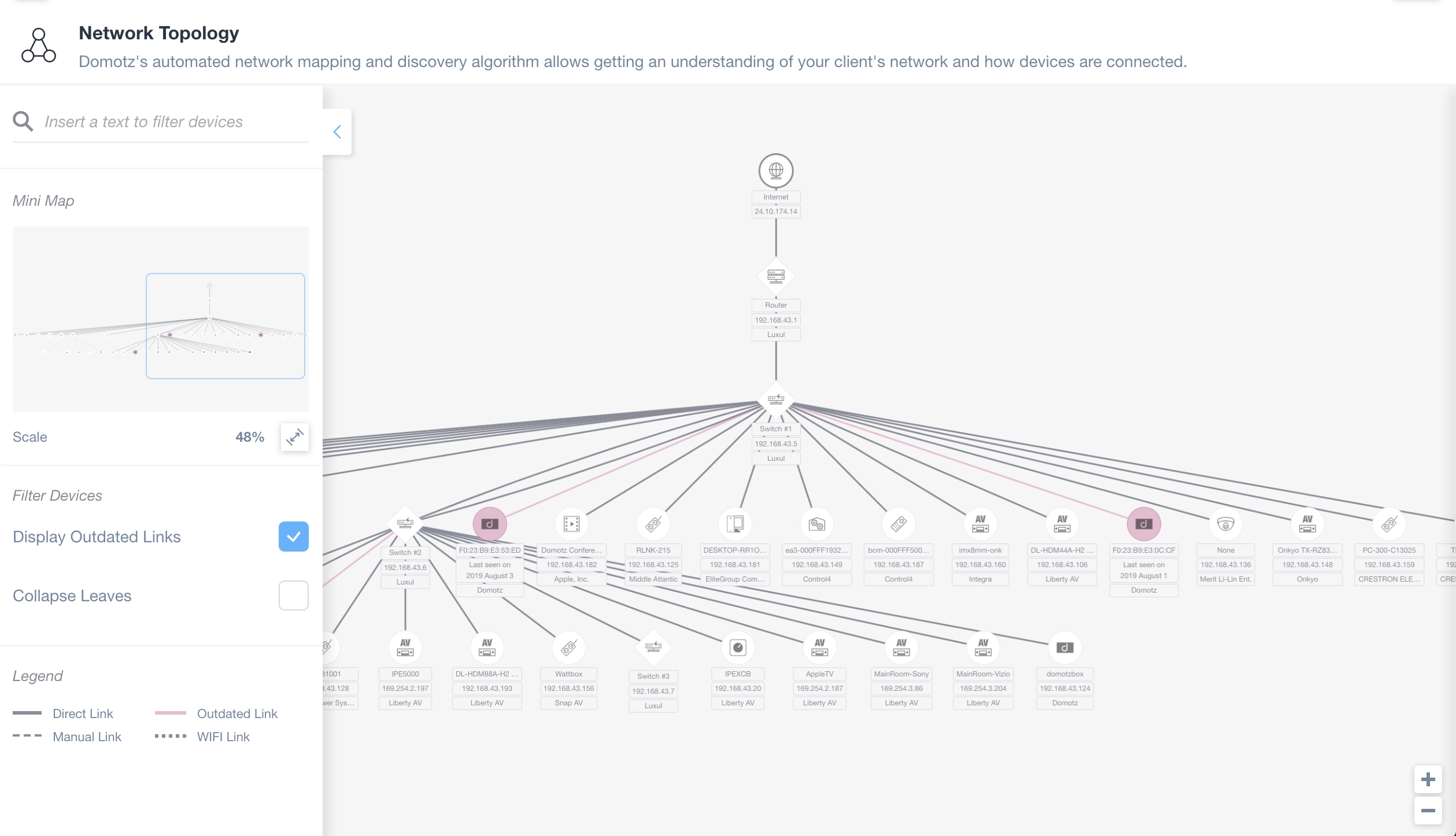 Domotz network mapping software for network topology mapping.