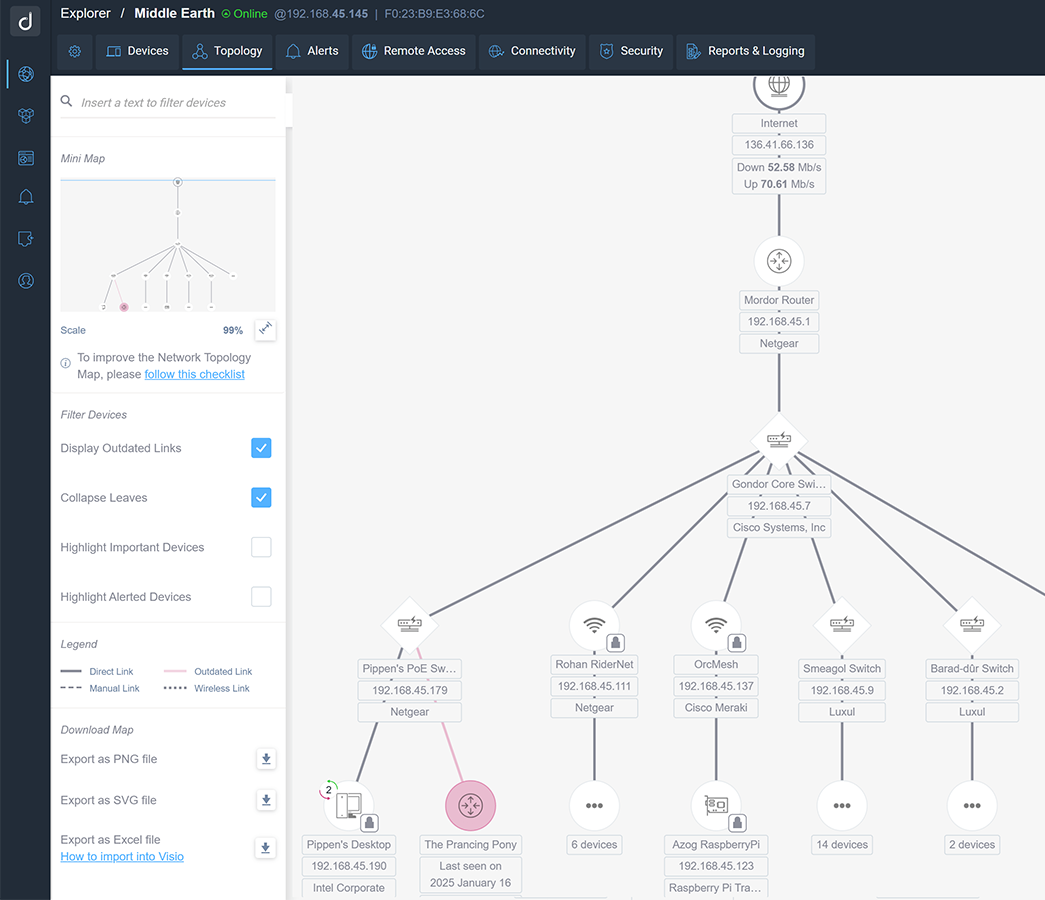 Map every device and connection with interactive Network Topology