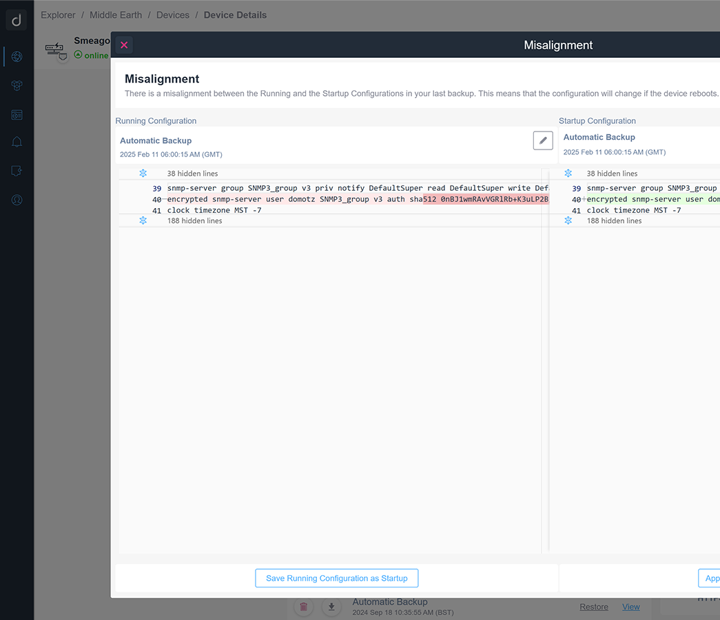 Identify configuration misalignment to maintain network stability 1