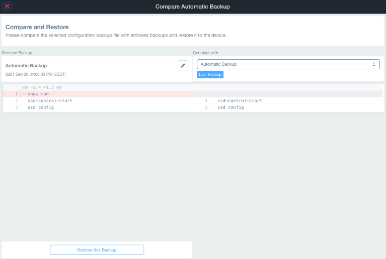 Compare and Restore Automatic Backup