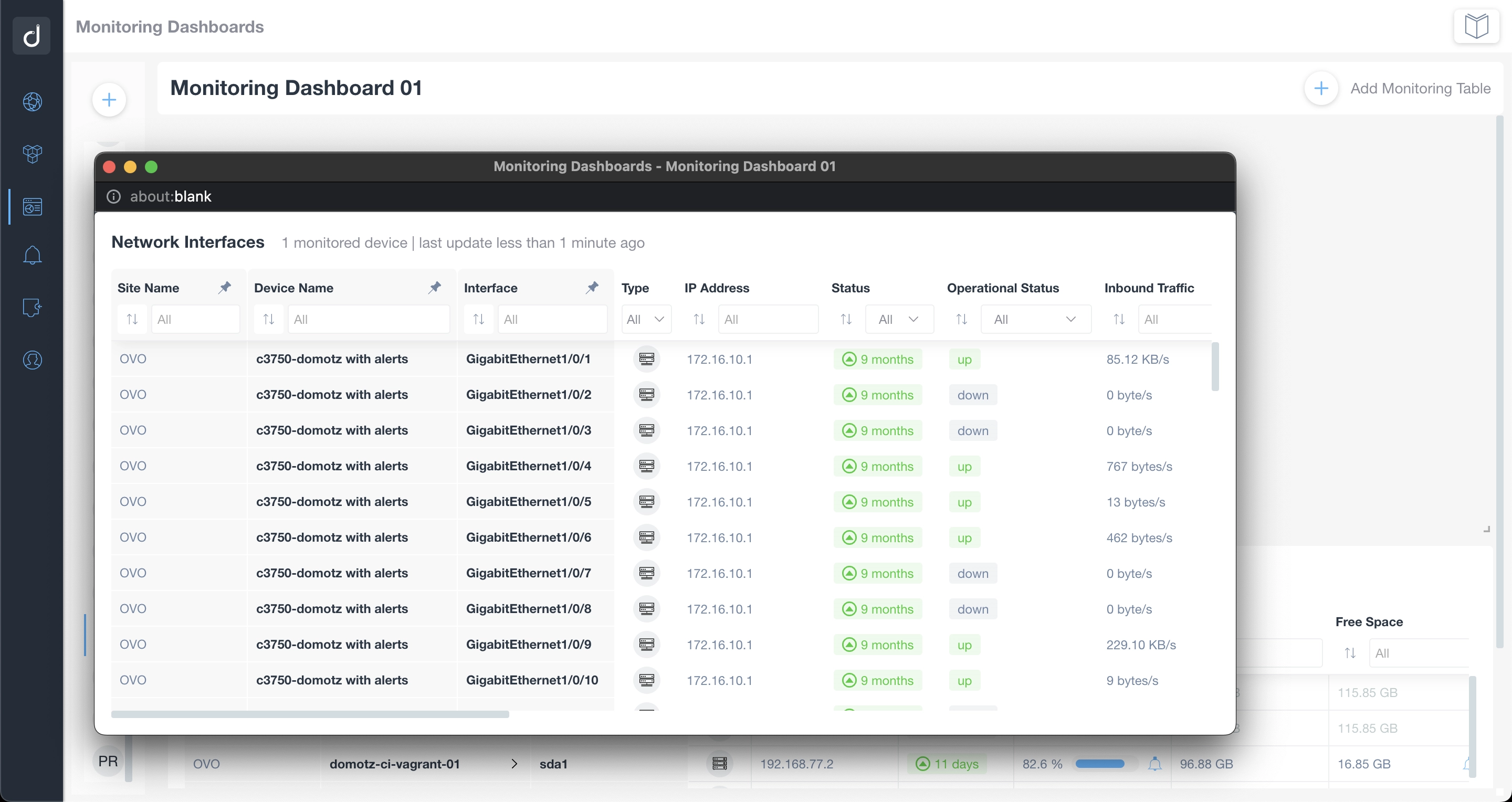 Monitoring Dashboard New Window