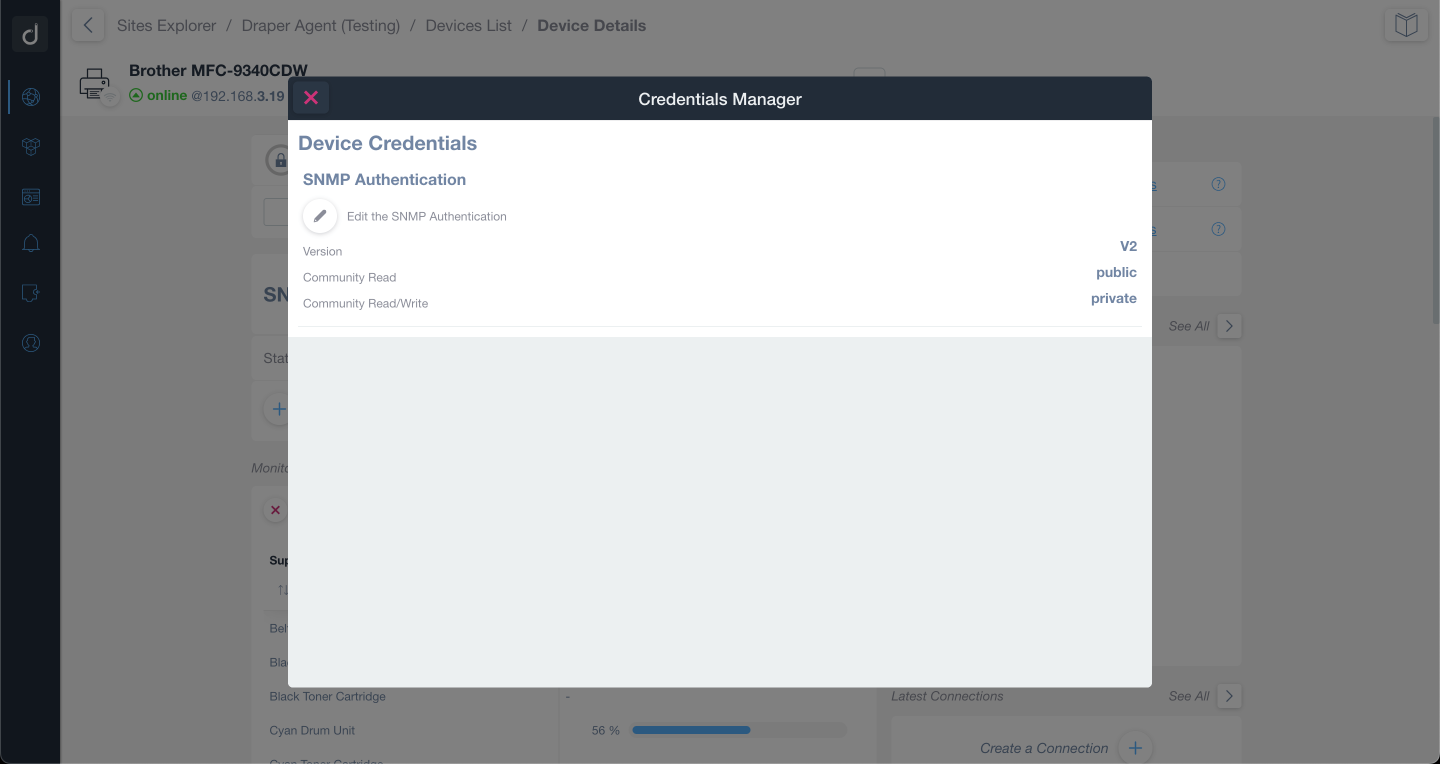 Credentials Manager - SNMP Authentication