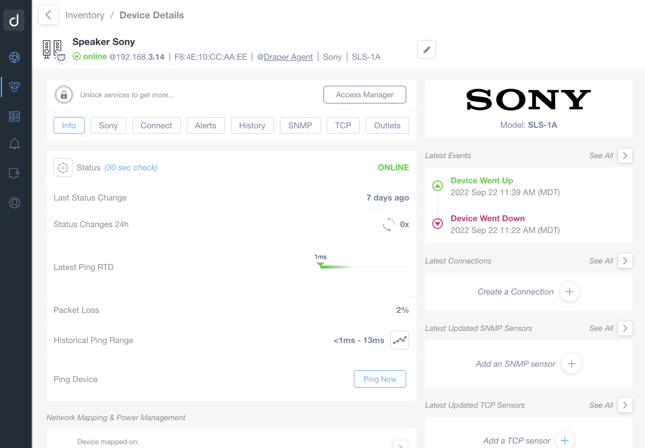 Sony Speaker Info Status
