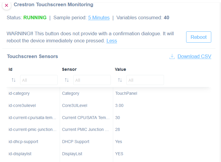 Crestron Touch Screen Performance Monitor