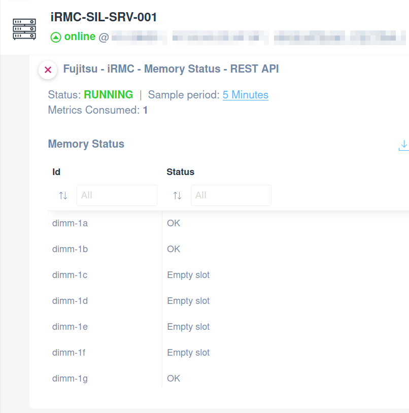 Fujitsu iRMC Memory Status