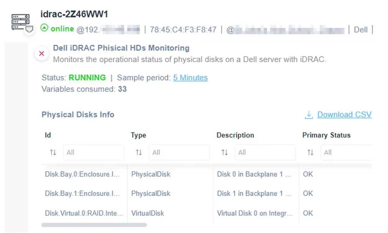 Easily monitor iDRAC Physical HDs 1