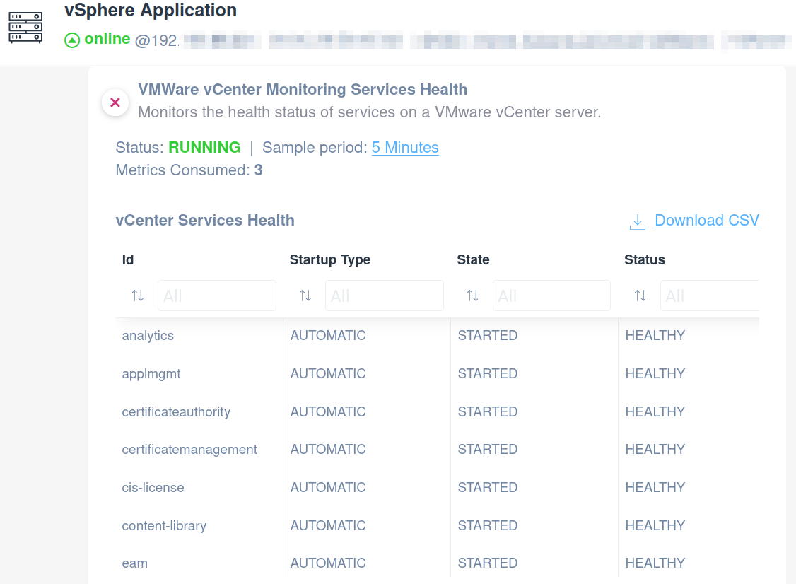 VMware vCenter Services Health