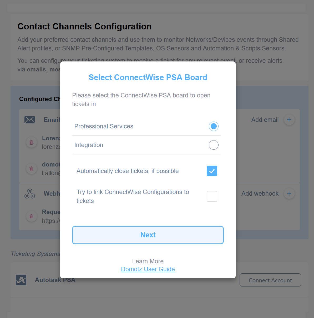 Automatic closure of ConnectWise tickets