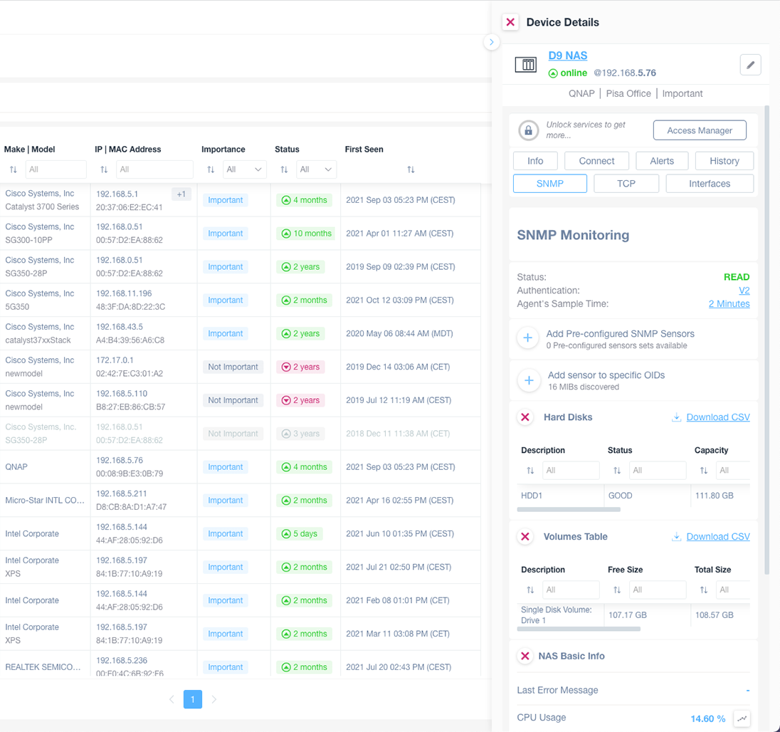 D9NAS Search & Manage Domotz